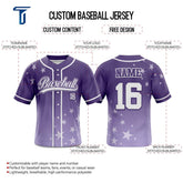 Stars Purple Custom Full Button Baseball Jersey